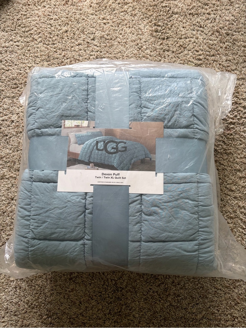 UGG Devon Puff Quilt Set in Sky Blue